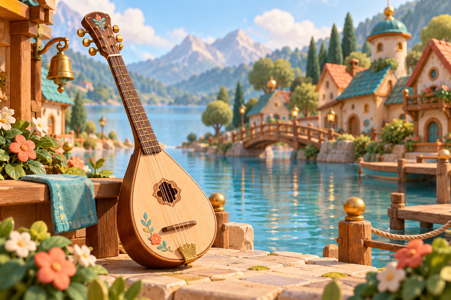 Illustration de Tambura pour Melodiwi, direction artistique du village-boîte à musique.