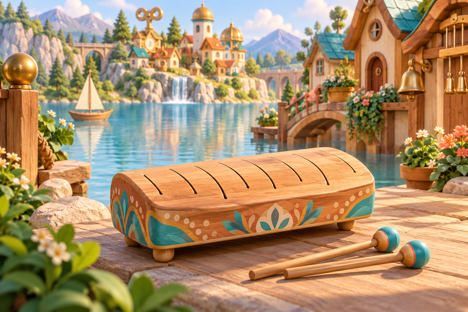 Illustration de Tektekan pour Melodiwi, direction artistique du village-boîte à musique.