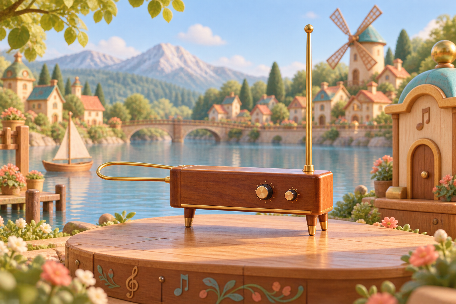 Illustration de Thérémine pour Melodiwi, direction artistique du village-boîte à musique.