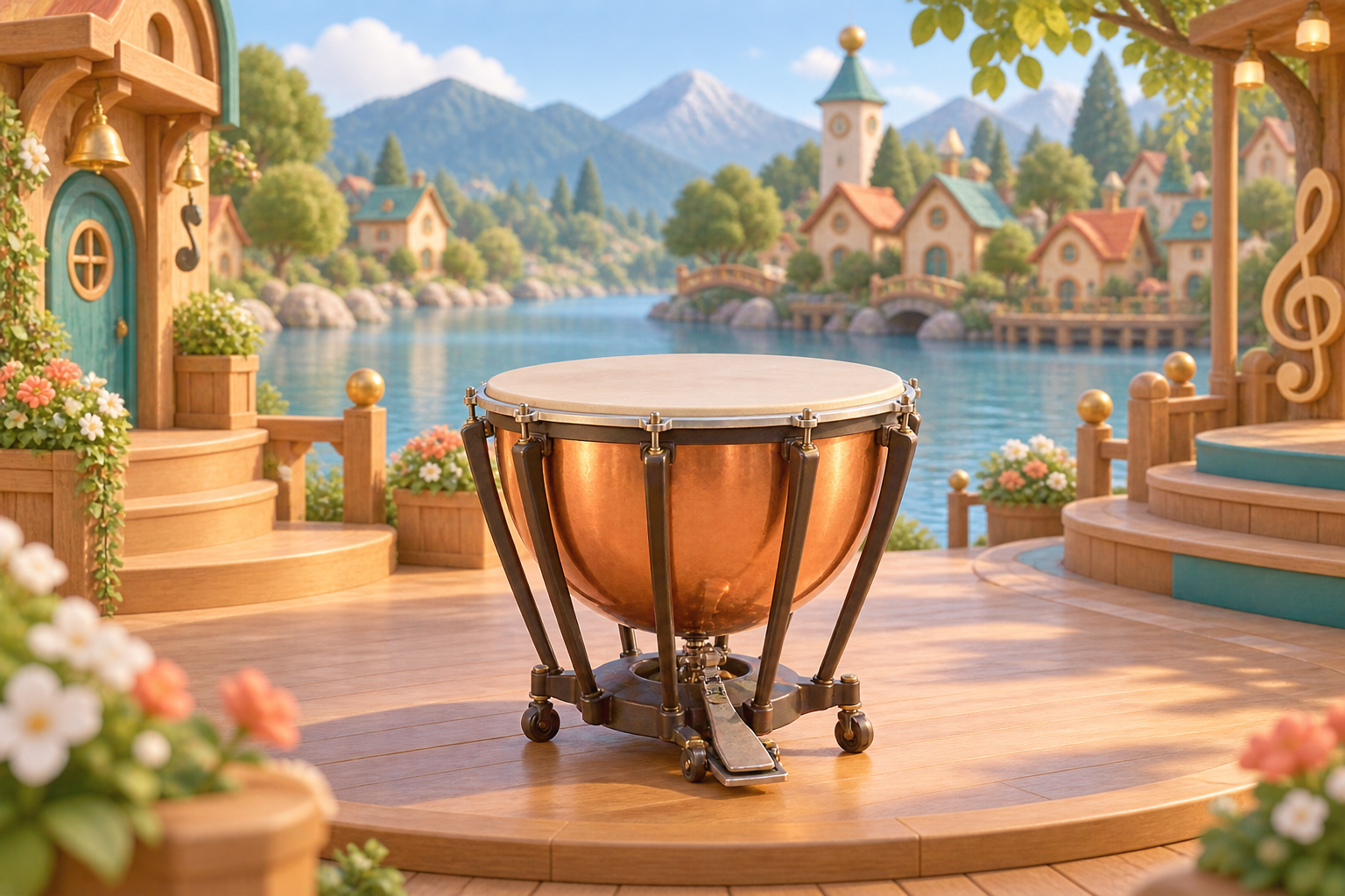 Illustration de Timbal pour Melodiwi, direction artistique du village-boîte à musique.