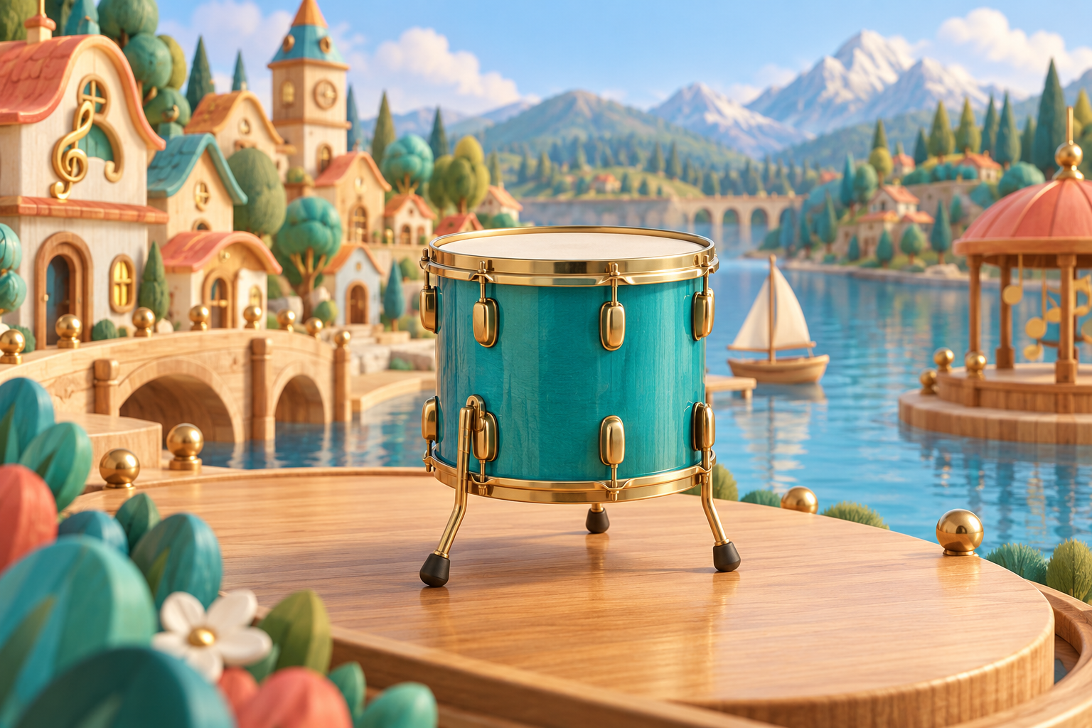 Illustration de Tom pour Melodiwi, direction artistique du village-boîte à musique.