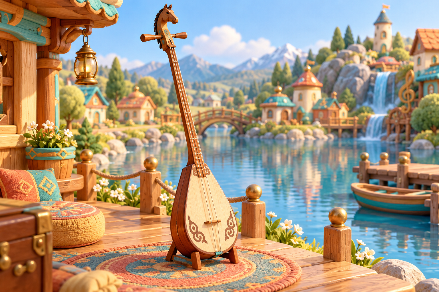 Illustration de Tovshuur pour Melodiwi, direction artistique du village-boîte à musique.