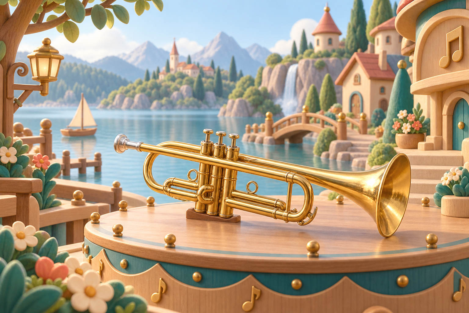Illustration de Trompette pour Melodiwi, direction artistique du village-boîte à musique.