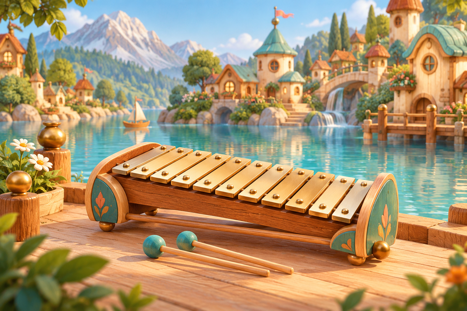 Illustration de Xeremia pour Melodiwi, direction artistique du village-boîte à musique.